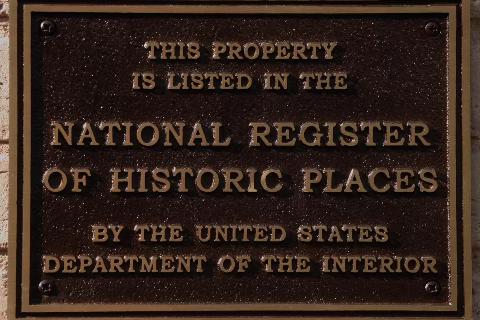 National Register of Historic Places Plaque